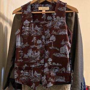 Brown and Blue Patterned Women's Vest